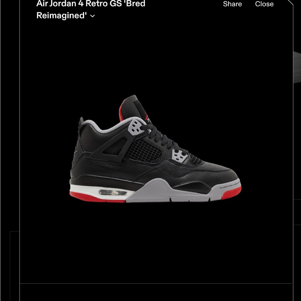 Air Jordan 4 retro GS bred Brand New! Never worn, still in the box.